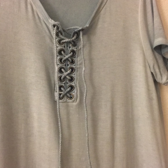 American Eagle Blue Tie Up T-Shirt - Picture 2 of 5